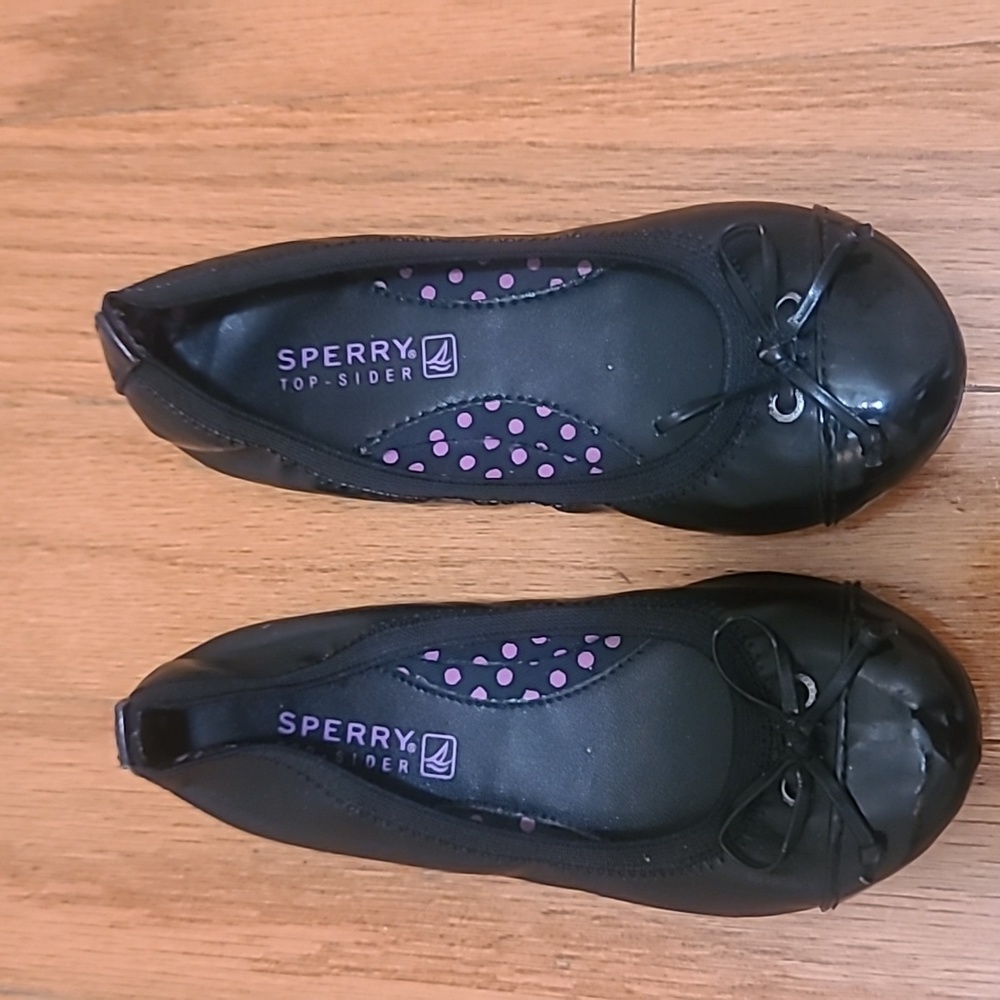 BLACK SPERRY TOP-SIDER ELISE BALLET FLATS in size C12